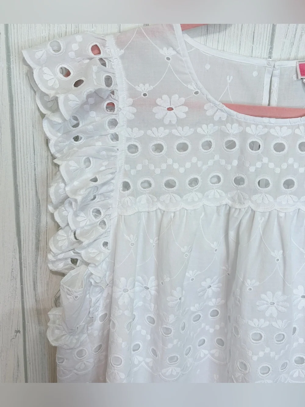 KATE SPADE NY NWOT White Cotton‎ Eyelet Ruffle Top, XL ($179)